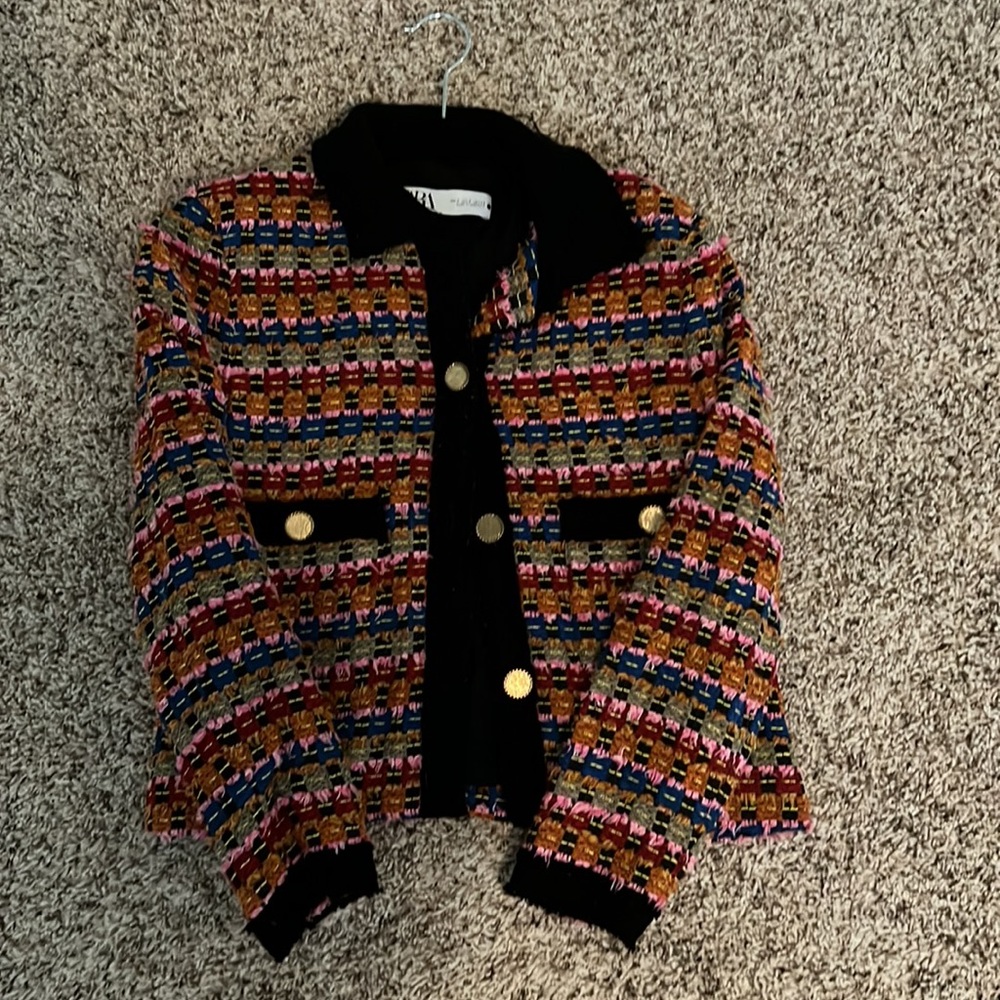 Zara Multi Colored Tweed Structured Jacket - image 2